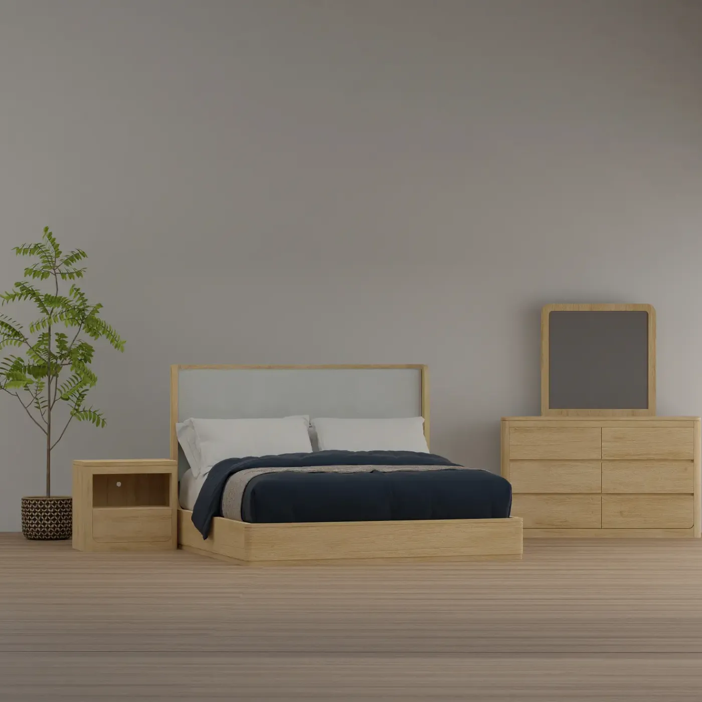 New Aiden California King Bed, Dresser, Mirror, Night Stand All Modern Living Items|Bedroom