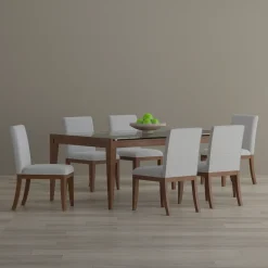 Clearance Amalie 7pc: Dining Table And 6 Upholstered Chairs Dining|Dining Room Sets