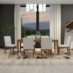 Clearance Amalie 7pc: Dining Table And 6 Upholstered Chairs Dining|Dining Room Sets