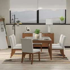 Clearance Amalie 7pc: Dining Table And 6 Upholstered Chairs Dining|Dining Room Sets