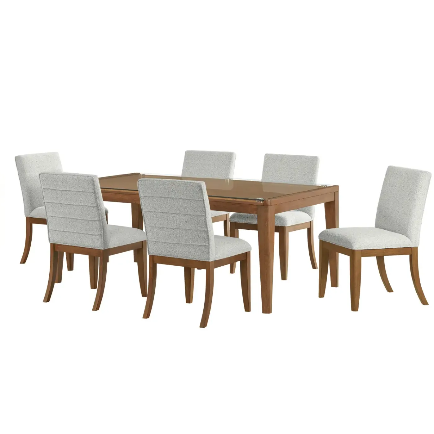 Clearance Amalie 7pc: Dining Table And 6 Upholstered Chairs Dining|Dining Room Sets