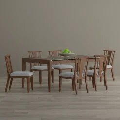 Outlet Amalie 7pc: Dining Table And 6 Wood Side Chairs Dining|Dining Room Sets