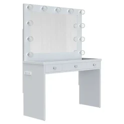 Amelia 3 Drawer Vanity with Lighted Mirror Vanities|Kids Desks & Chairs