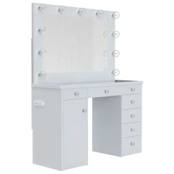 Hot Anisa 7 Drawer Vanity with Lighted Mirror Vanities|Kids Desks & Chairs