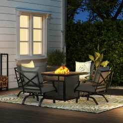 Sale Arrowhead 5pc Fire Chat Group: Firepit & 4 Motion Chairs Outdoor Seating|Outdoor Furniture Sets