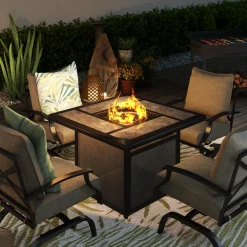Sale Arrowhead 5pc Fire Chat Group: Firepit & 4 Motion Chairs Outdoor Seating|Outdoor Furniture Sets