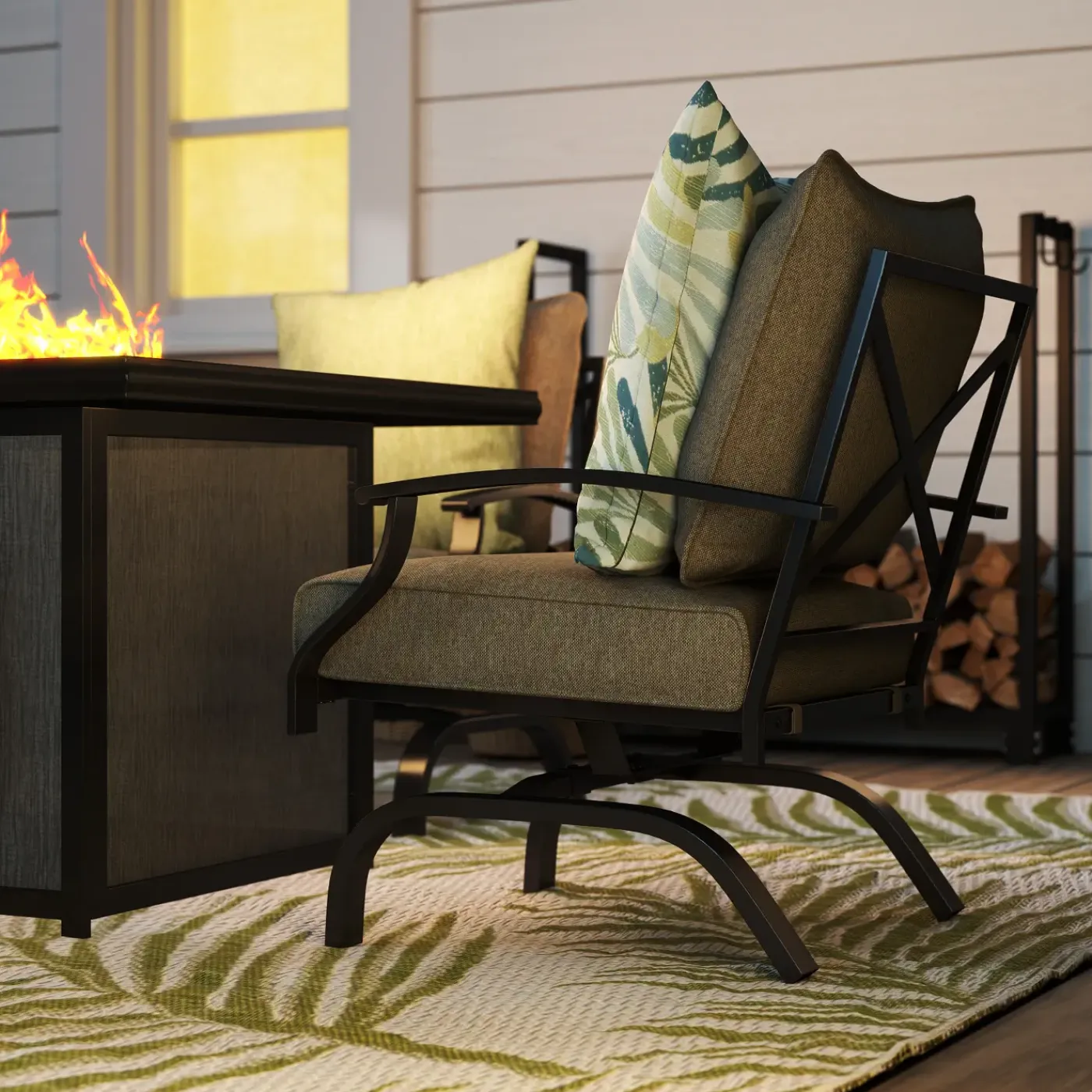 Sale Arrowhead 5pc Fire Chat Group: Firepit & 4 Motion Chairs Outdoor Seating|Outdoor Furniture Sets