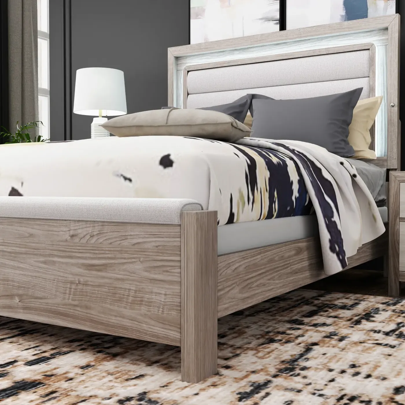 Online Avery Bed with LED Lighting Queen Beds|Beds & Headboards