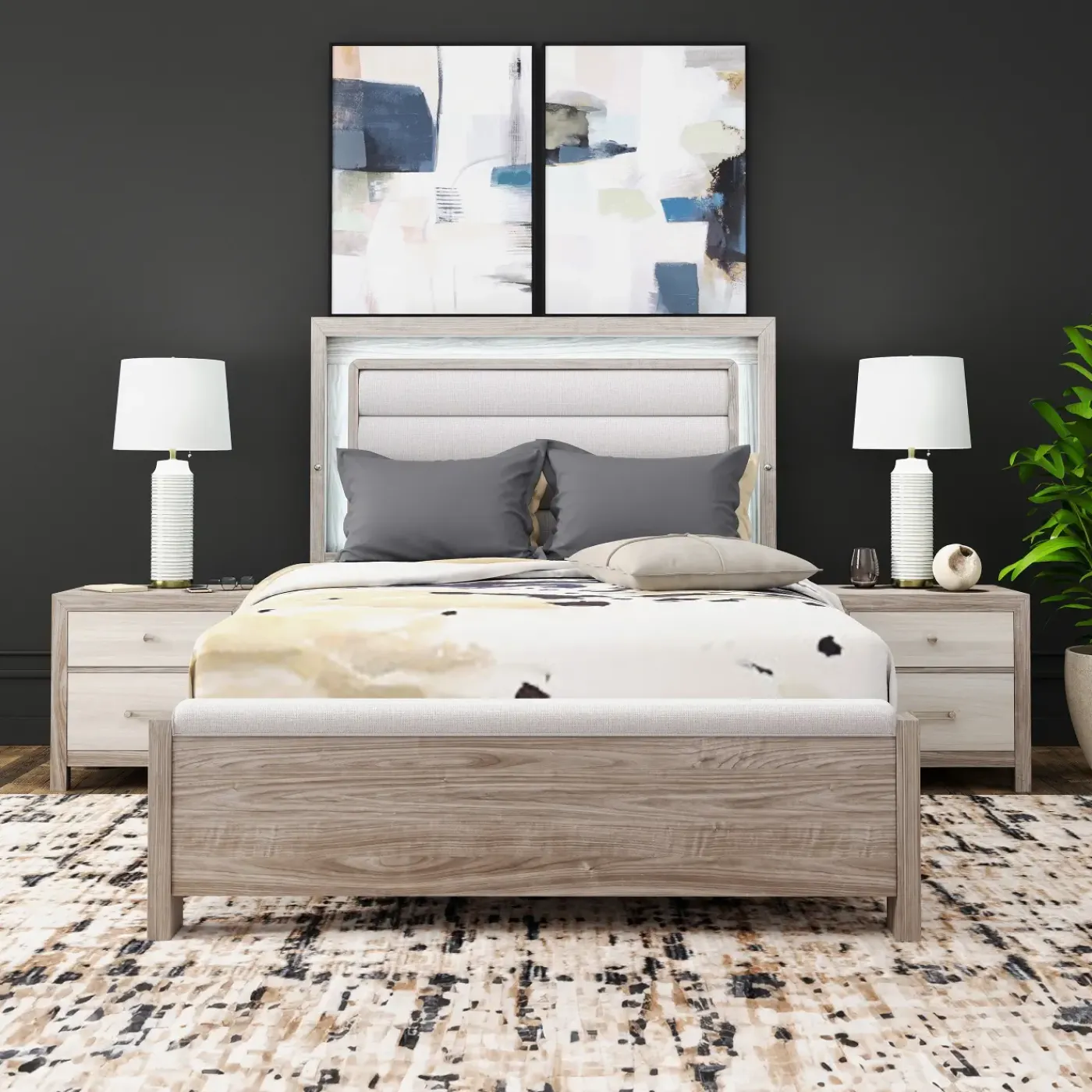 Hot Avery California King Upholstered Bed with Light King Beds