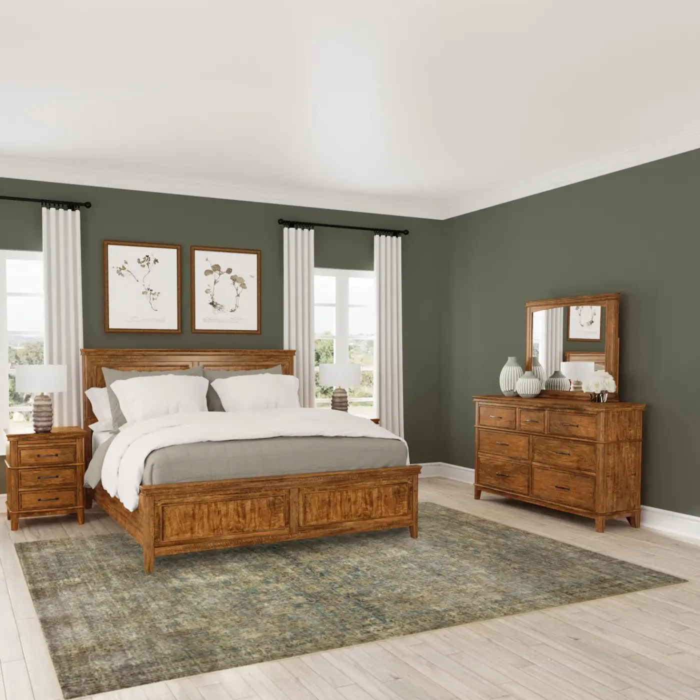 Clearance Bandit Panel Bedroom Set-New! Queen Bed, Dresser, Mirror & Nightstand Bedroom Sets