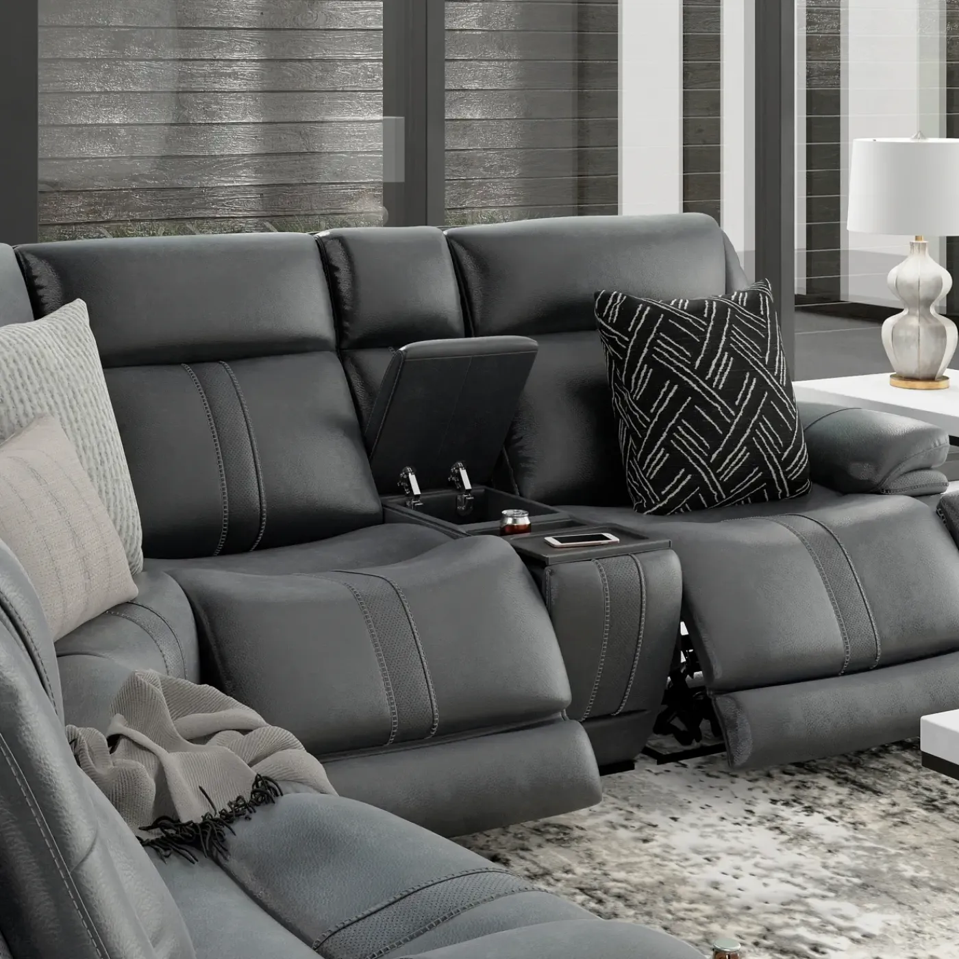 Hot Blockbuster 6pc Immersive Sound Power Sectional w/heat and massage Living Room Sets|Sectionals