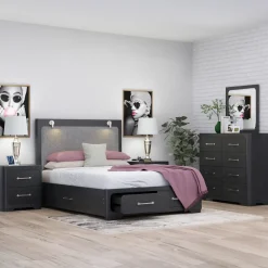 Discount Bowery Queen Storage Bed, Dresser, Mirror, Nightstand Bedroom Sets
