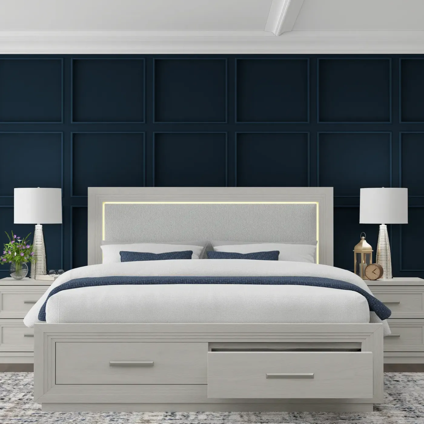 New Burbank Bedroom Set Queen Storage Bed, Dresser, Mirror & Nightstand Bedroom|All Outlet & Clearance Items