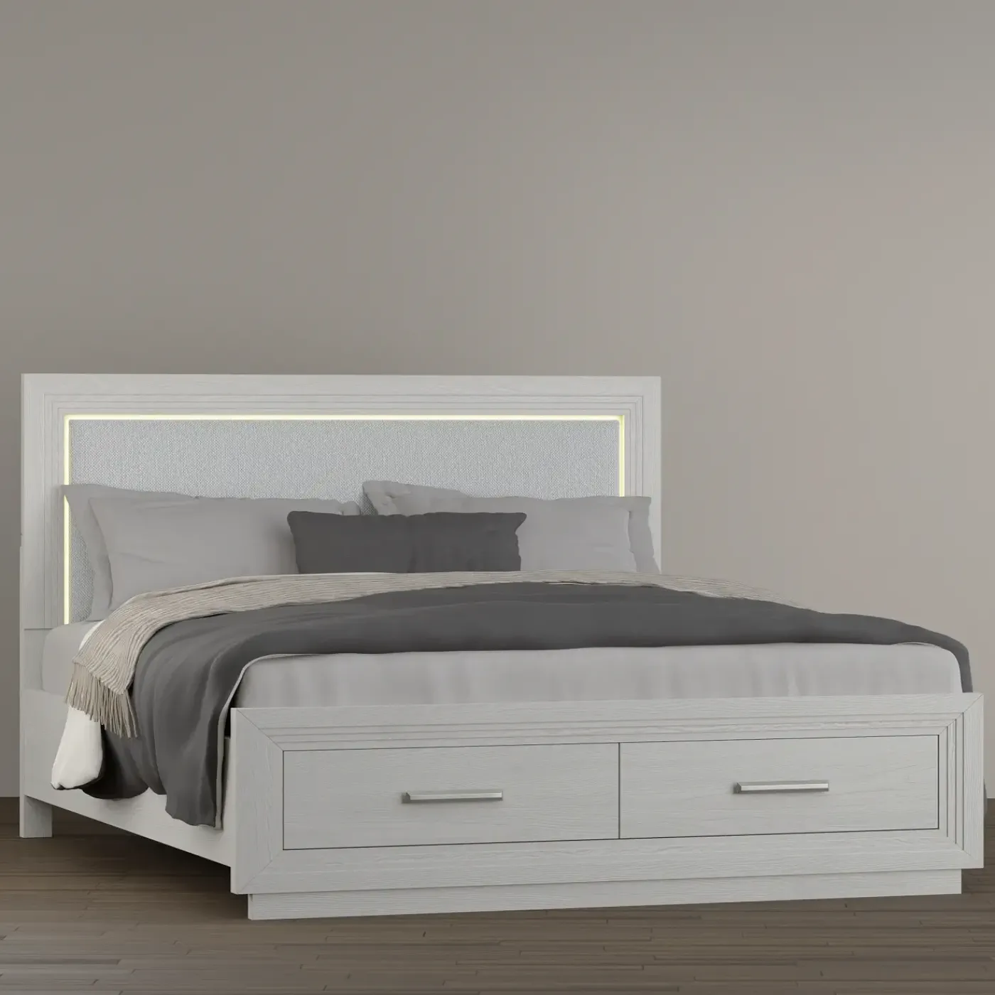 Best Burbank California King Storage Bed With LED Lights Bedroom|All Outlet & Clearance Items