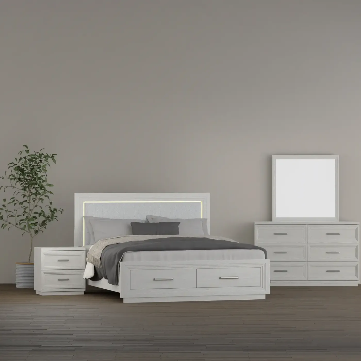 Outlet Burbank King Storage Bed, Dresser, Mirror, Nightstand Bedroom|All Outlet & Clearance Items