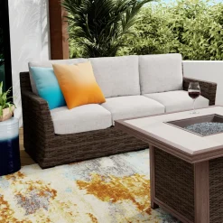 Hot Cabo Sofa, 2 Chairs, and Firepit Outdoor Seating