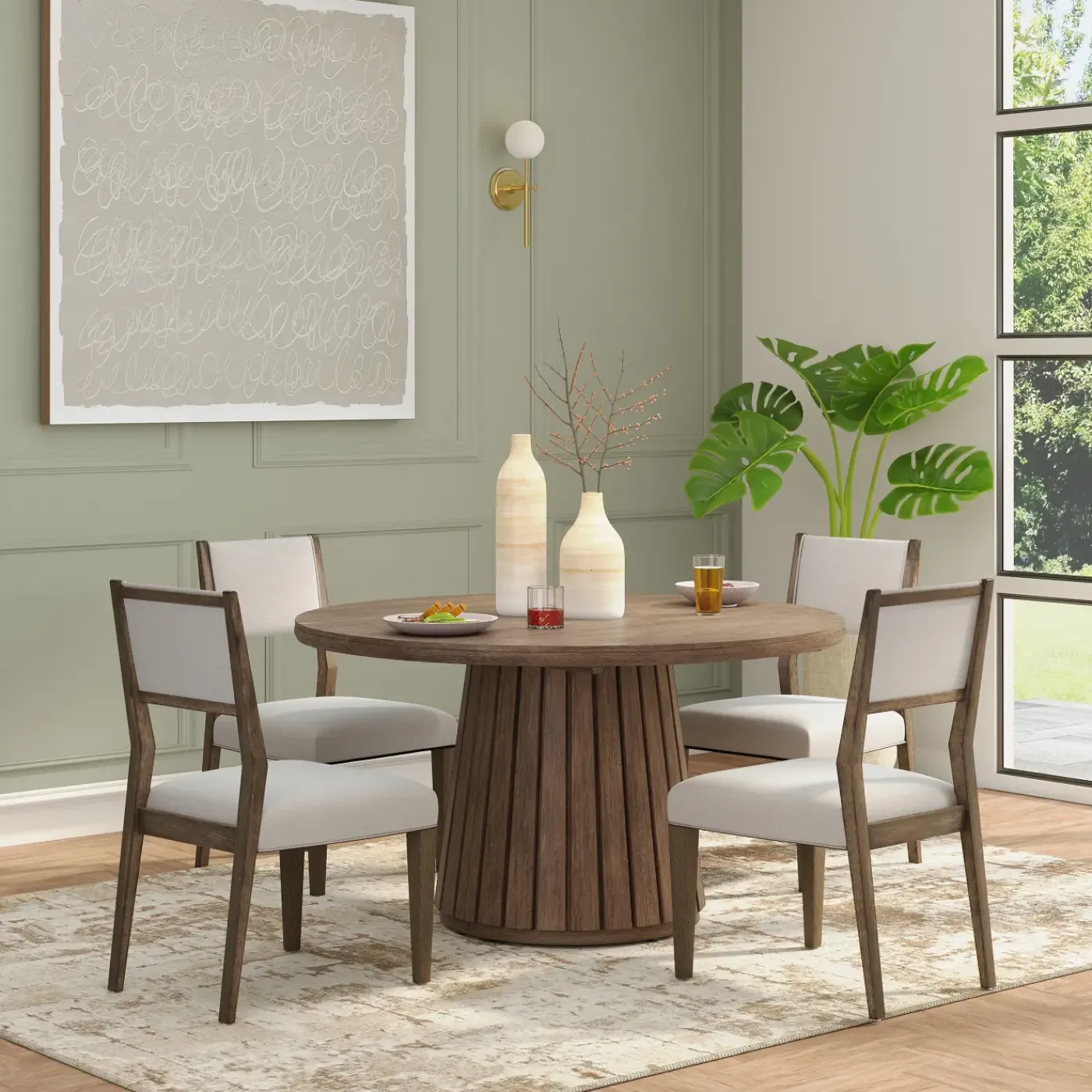Online Carnaby Extendable Round Table & 4 Side Chairs Dining Room Sets