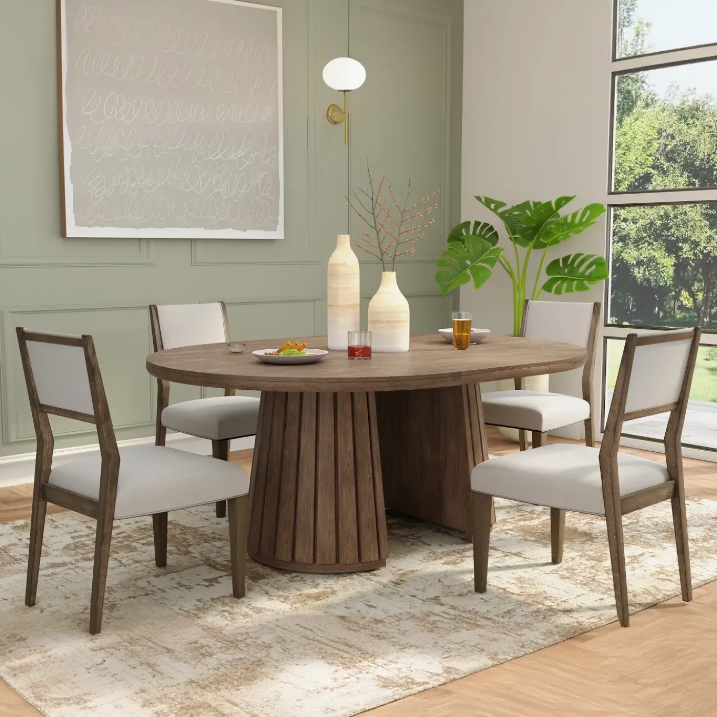 Online Carnaby Extendable Round Table & 4 Side Chairs Dining Room Sets