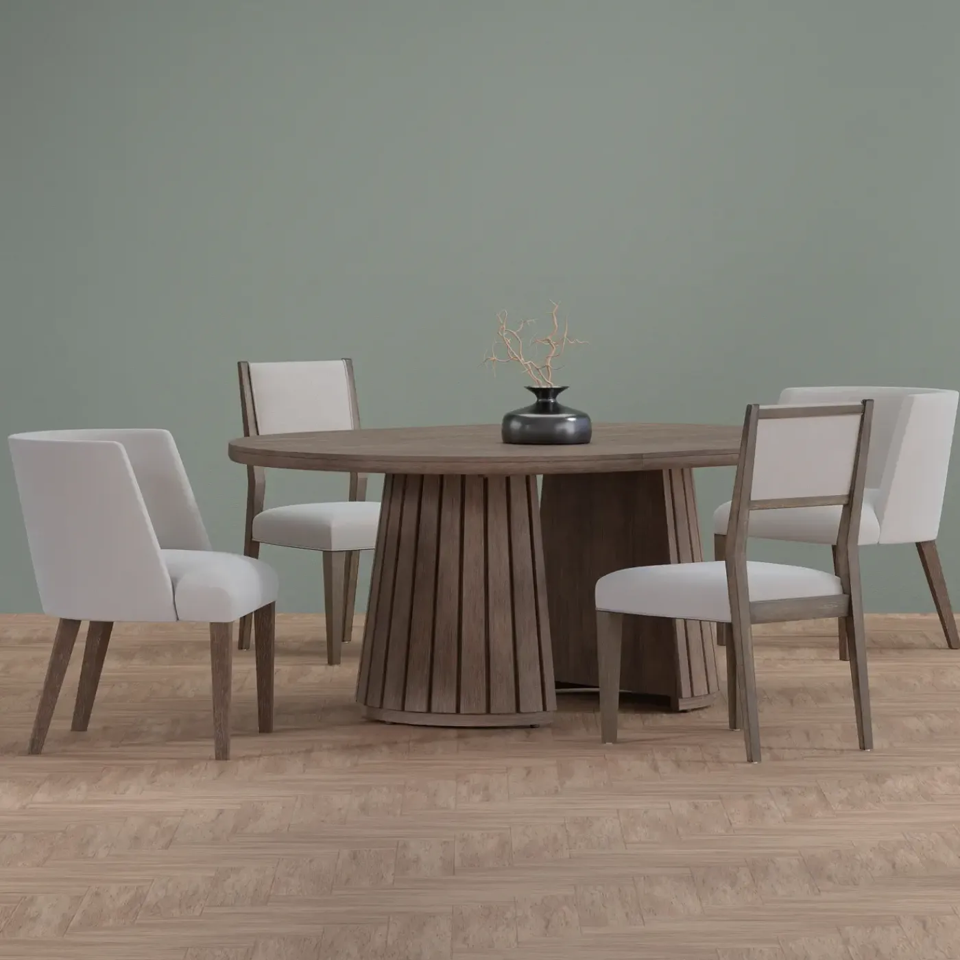 Outlet Carnaby Extendable Round Table, 2 Arm Chairs & 2 Side chairs Dining Room Sets
