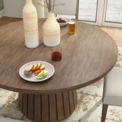 Outlet Carnaby Extendable Round Table, 2 Arm Chairs & 2 Side chairs Dining Room Sets