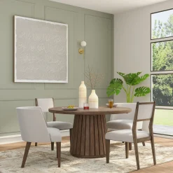 Outlet Carnaby Extendable Round Table, 2 Arm Chairs & 2 Side chairs Dining Room Sets