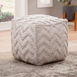 Discount Chevron Pouf Square Ottoman Living Room|All Outlet & Clearance Items