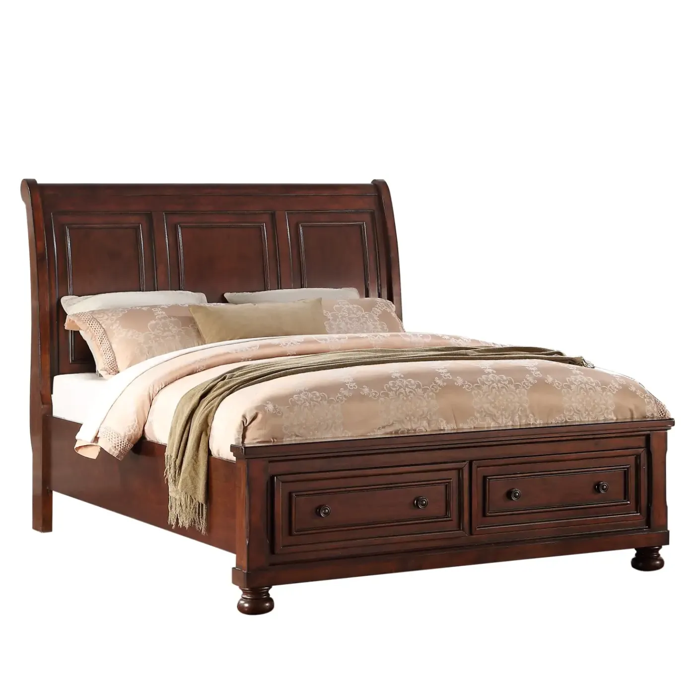New Cortland Cherry Bedroom Set Queen Sleigh Bed, Dresser, Mirror & Nightstand Bedroom Sets