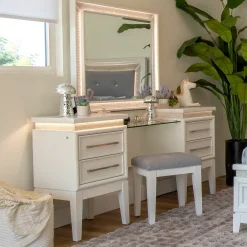 Danica 3pc Vanity, Mirror & Stool Vanities