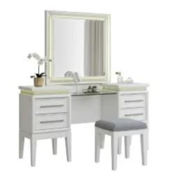 Danica 3pc Vanity, Mirror & Stool Vanities