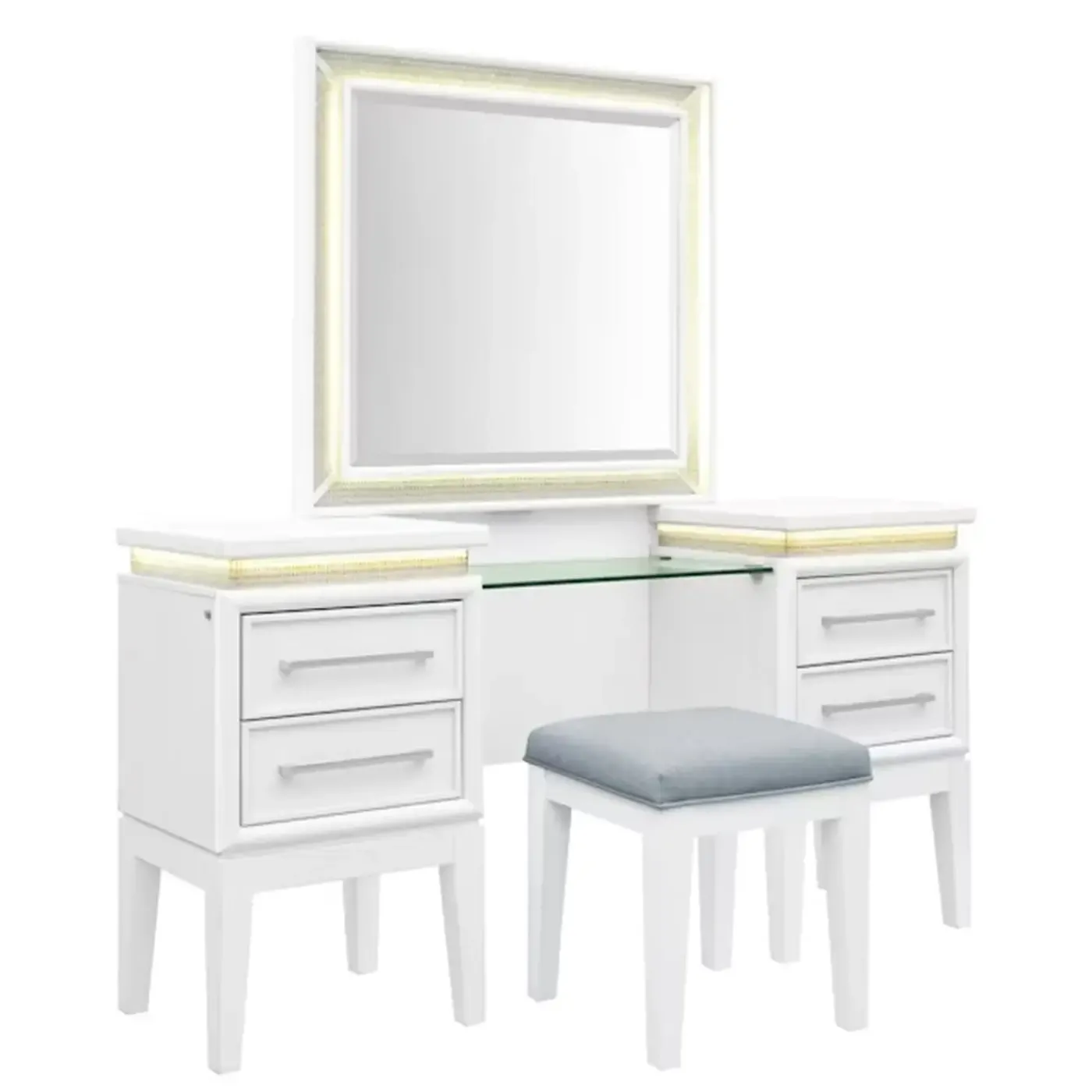 Danica 3pc Vanity, Mirror & Stool Vanities