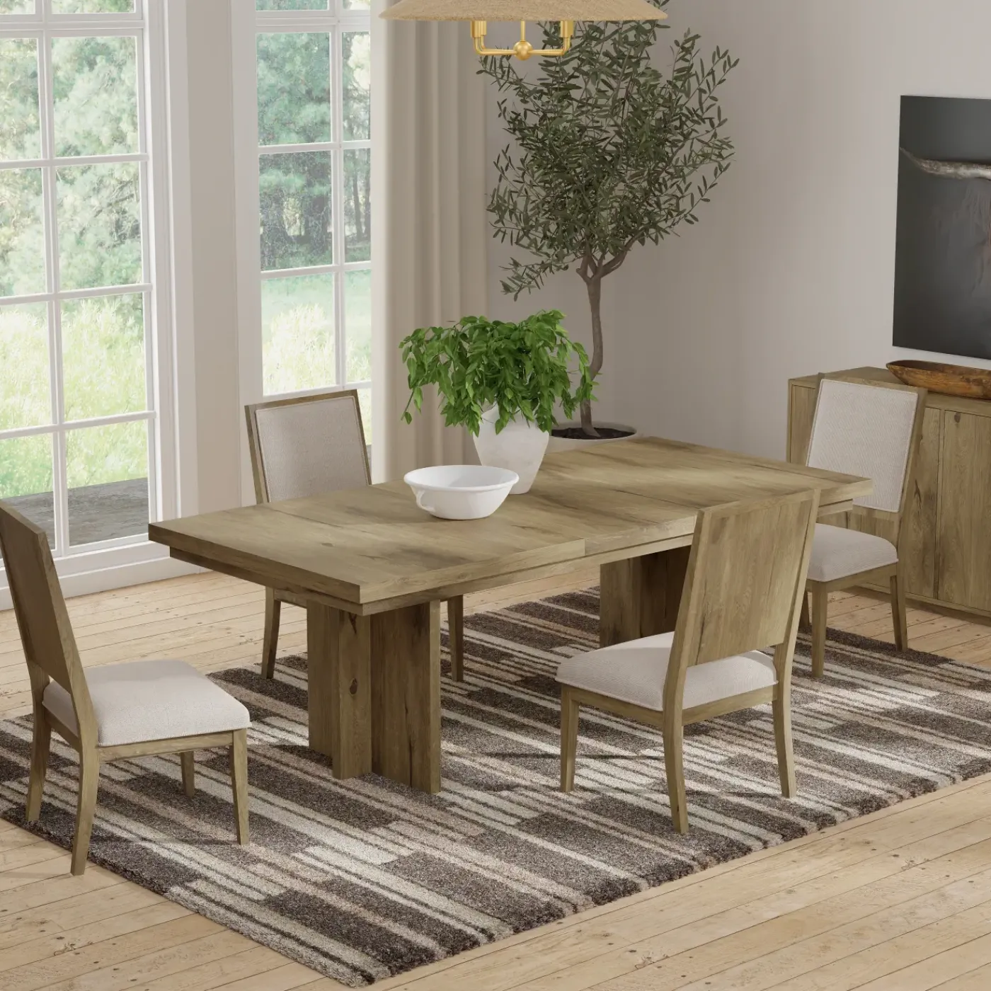 New Durian Expandable Trestle Dining Table Dining Tables