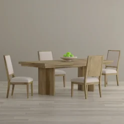 Outlet Durian Extendable Trestle Dining Table & 4 Side Chairs Dining Room Sets