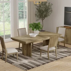 Outlet Durian Extendable Trestle Dining Table & 4 Side Chairs Dining Room Sets