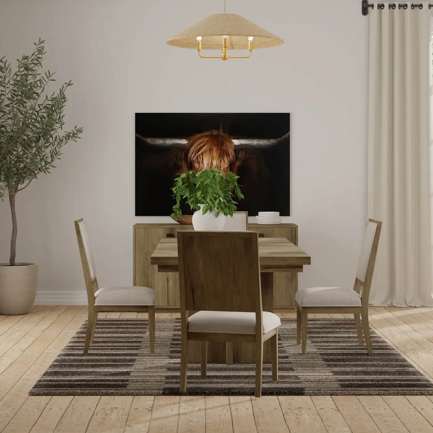 Outlet Durian Extendable Trestle Dining Table & 4 Side Chairs Dining Room Sets