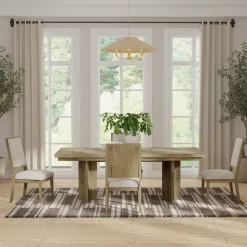 Outlet Durian Extendable Trestle Dining Table & 4 Side Chairs Dining Room Sets