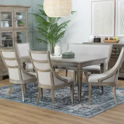 Discount East Bay Extendable Table, 4 Arm Chairs & Bench With Back Dining Room Sets