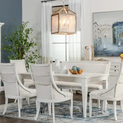 Hot East Bay 6pc Dining Set: Extendable Dining Table, 4 Arm Chairs & Bench Dining Room Sets
