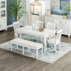 Sale East Bay 6pc Dining Set: Extendable Table, 4 Side Chairs & Bench Dining Room Sets