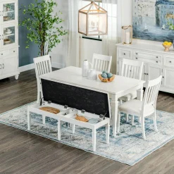 Sale East Bay 6pc Dining Set: Extendable Table, 4 Side Chairs & Bench Dining Room Sets