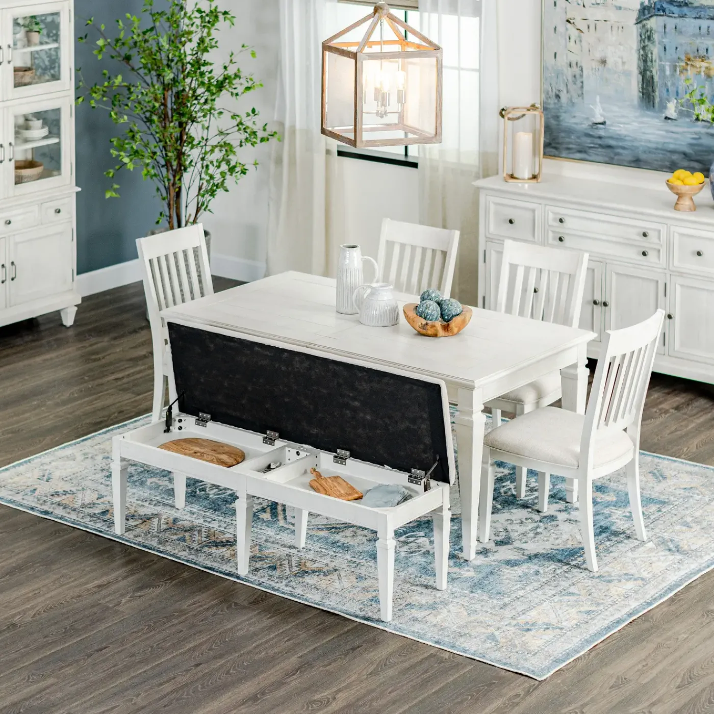 Sale East Bay 6pc Dining Set: Extendable Table, 4 Side Chairs & Bench Dining Room Sets