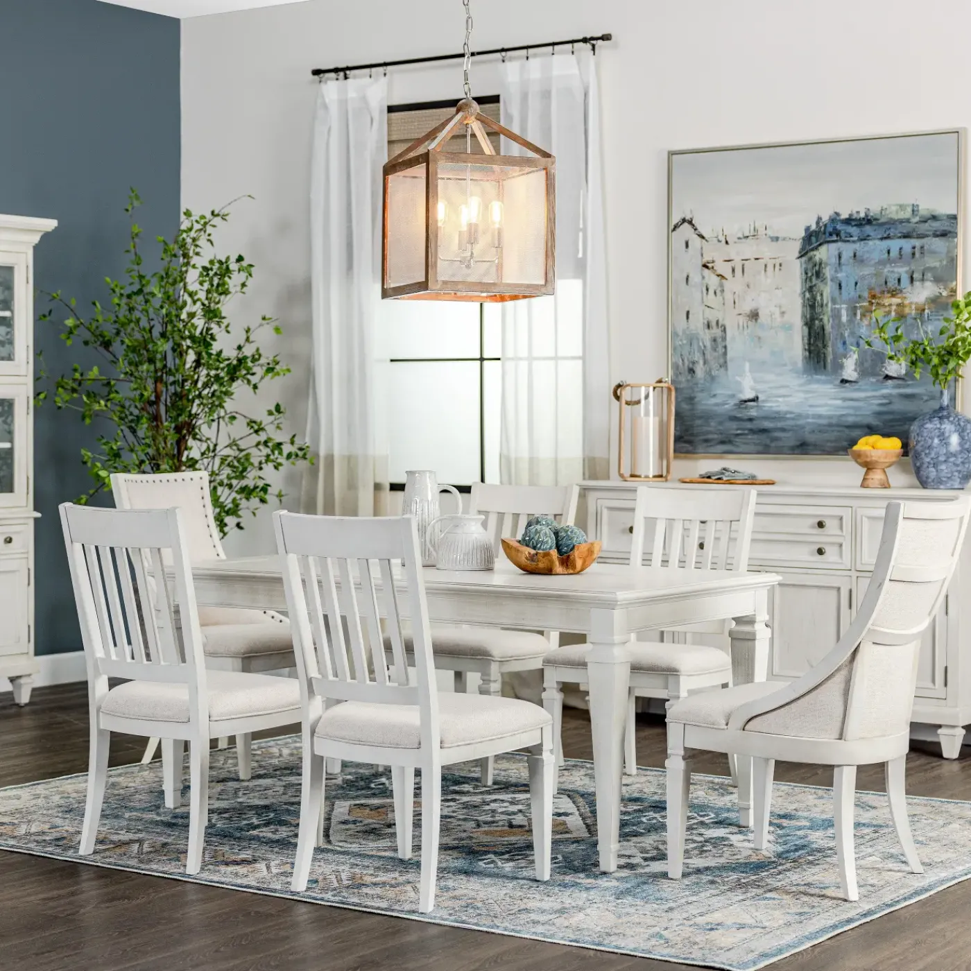 Discount East Bay 7pc Dining Set: Extendable Dining Table, 2 Arm Chairs & 4 Side Chairs Dining Room Sets