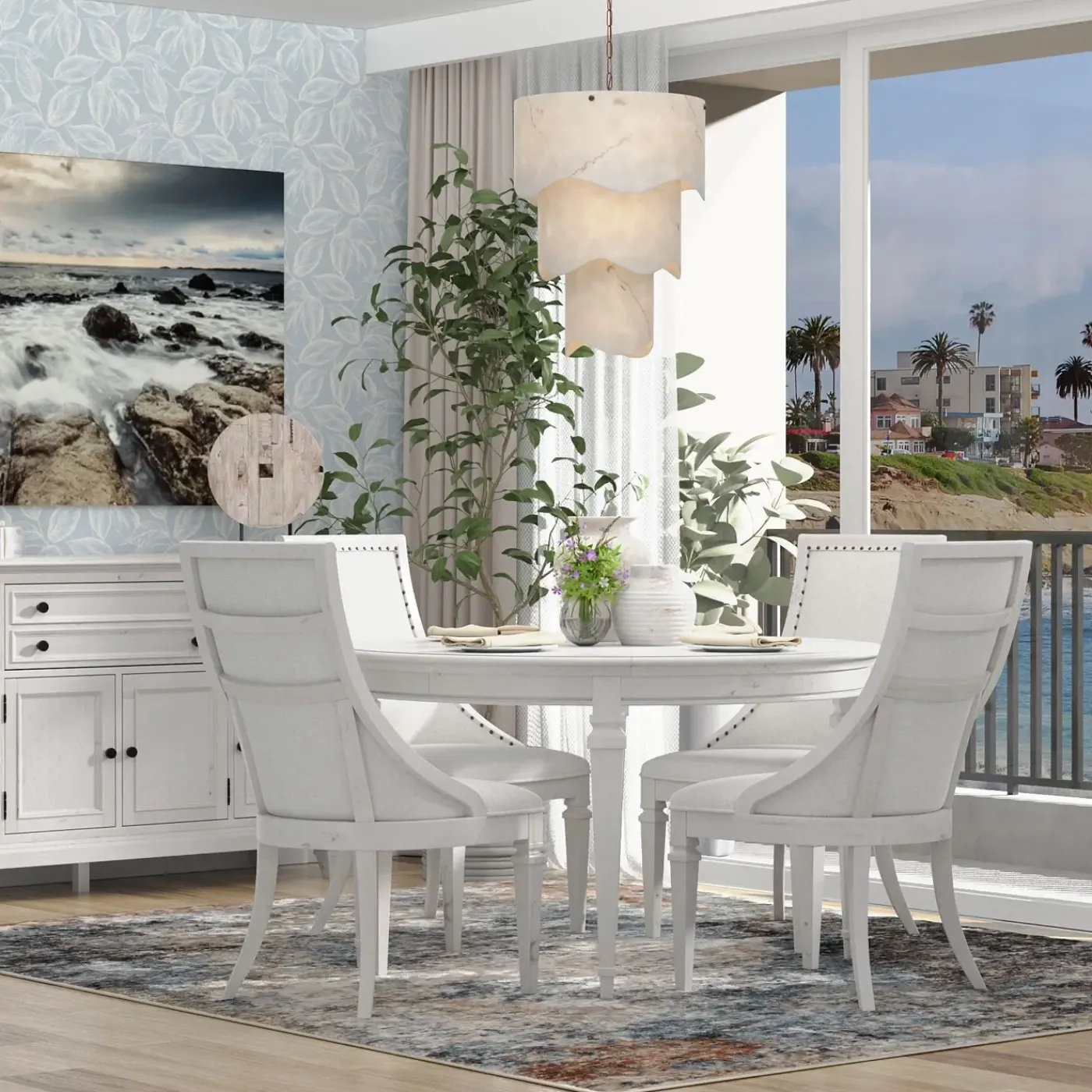 Clearance East Bay 5pc Extendable Dining Set: Table & 4 Arm Chairs Dining Room Sets