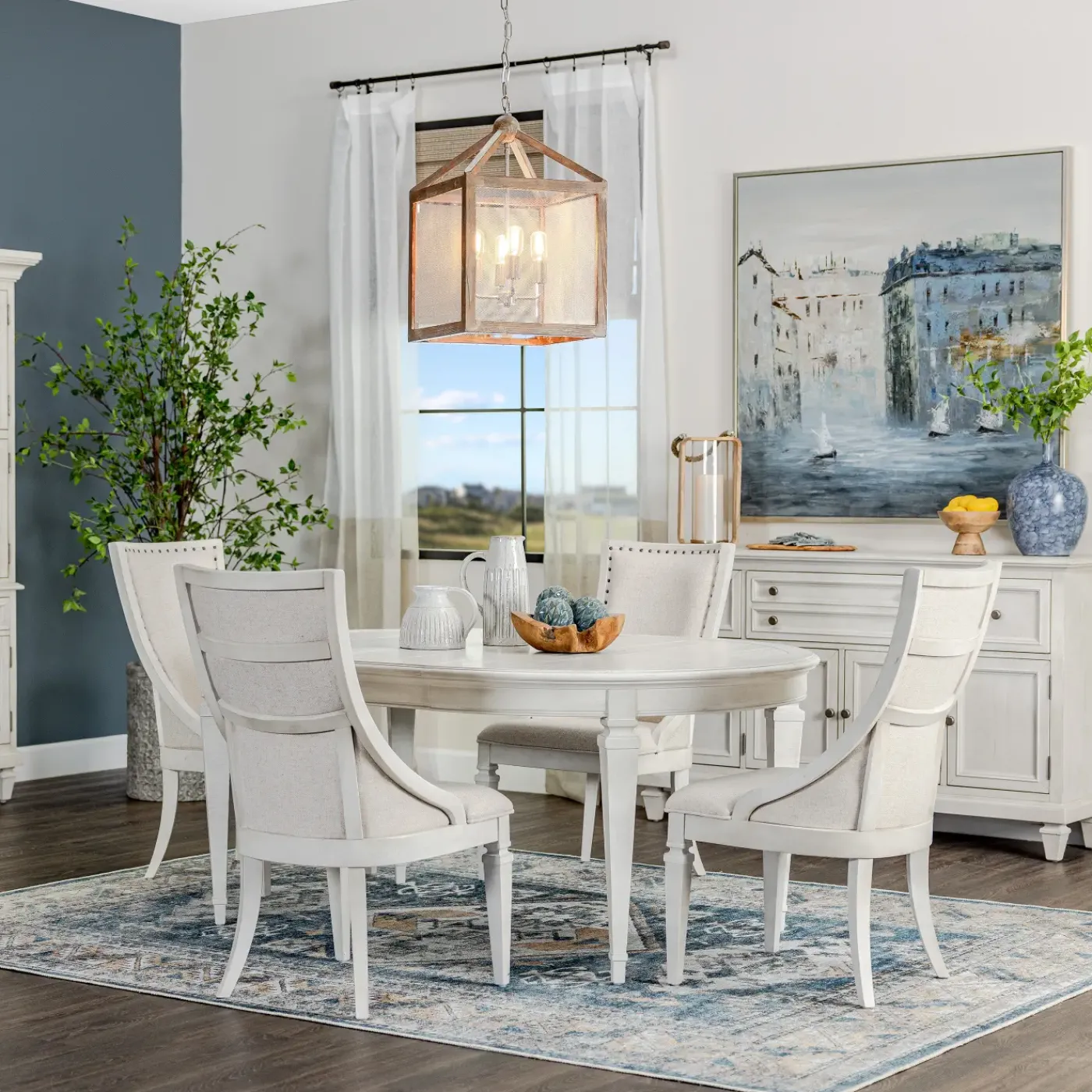 Clearance East Bay 5pc Extendable Dining Set: Table & 4 Arm Chairs Dining Room Sets