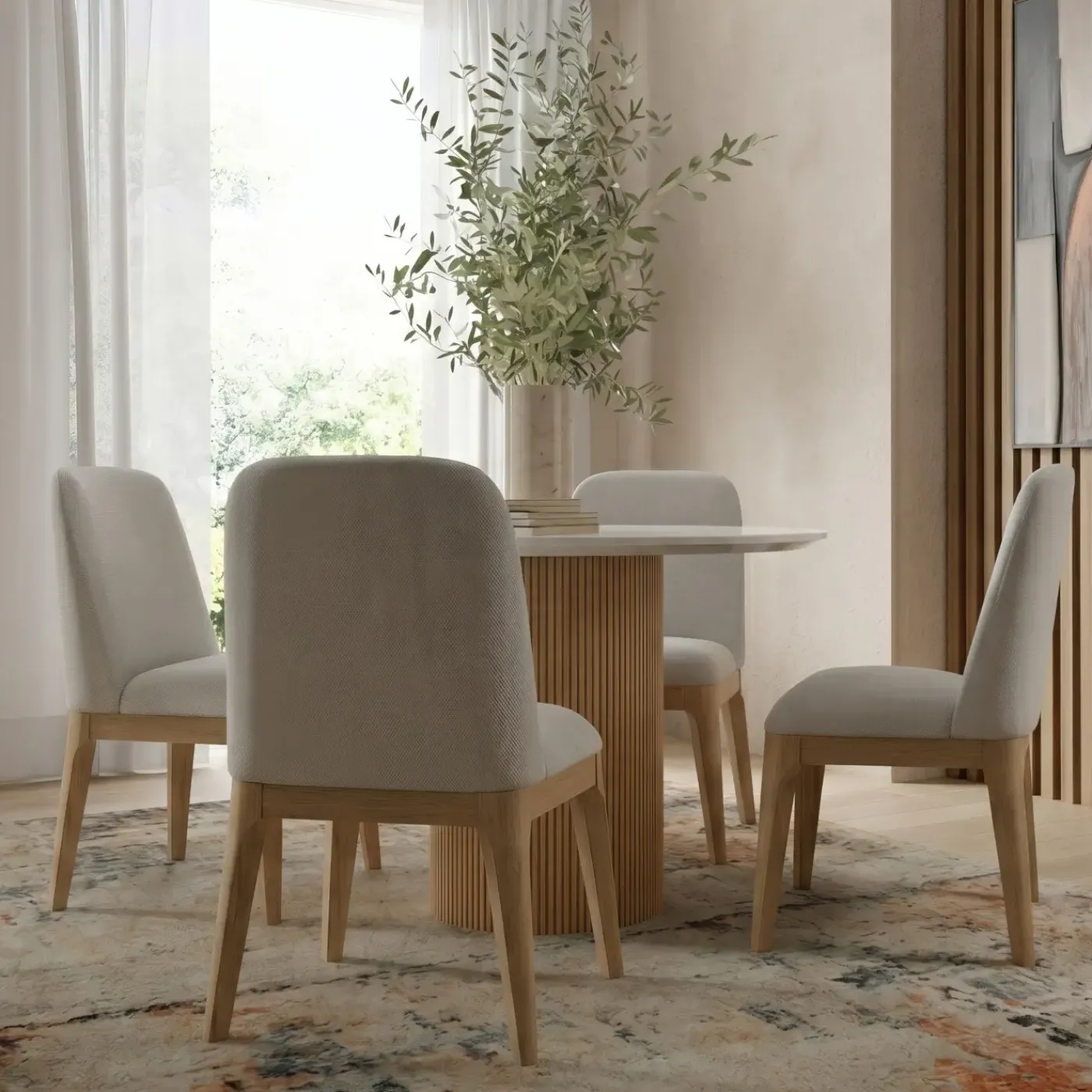 Hot Eden 5pc Dining Set: Round Table & 4 Side Chairs Dining Room Sets