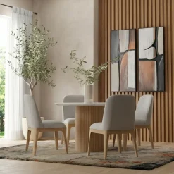 Hot Eden 5pc Dining Set: Round Table & 4 Side Chairs Dining Room Sets