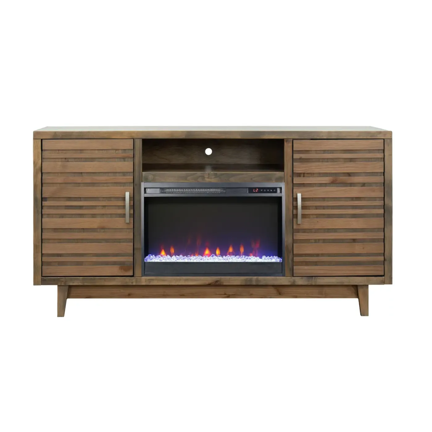 Everett 66 Inch Crystal Only Fireplace Console Electric Fireplaces