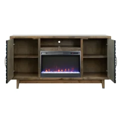 Everett 66 Inch Crystal Only Fireplace Console Electric Fireplaces