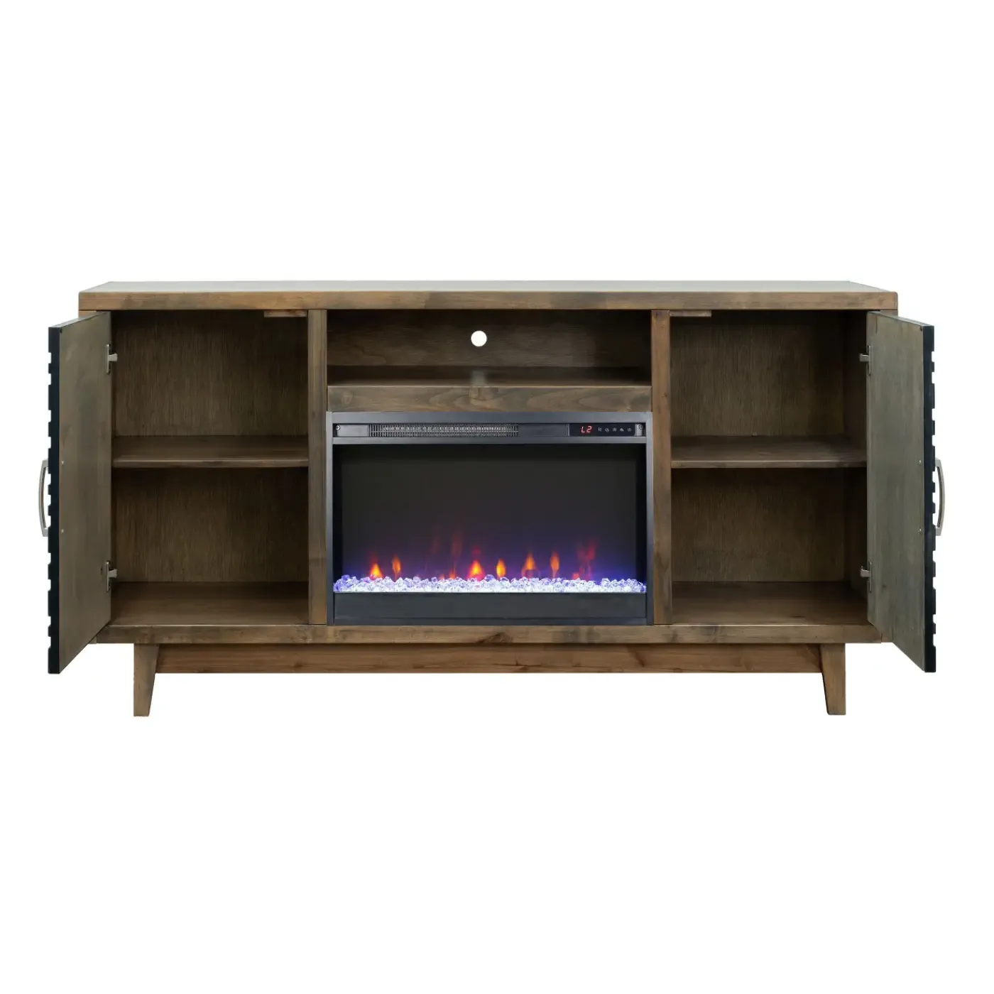 Everett 66 Inch Crystal Only Fireplace Console Electric Fireplaces
