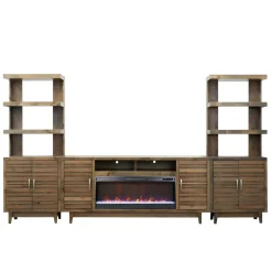 Discount Everett 77" Inch Fireplace Console & 2 Piers Electric Fireplaces