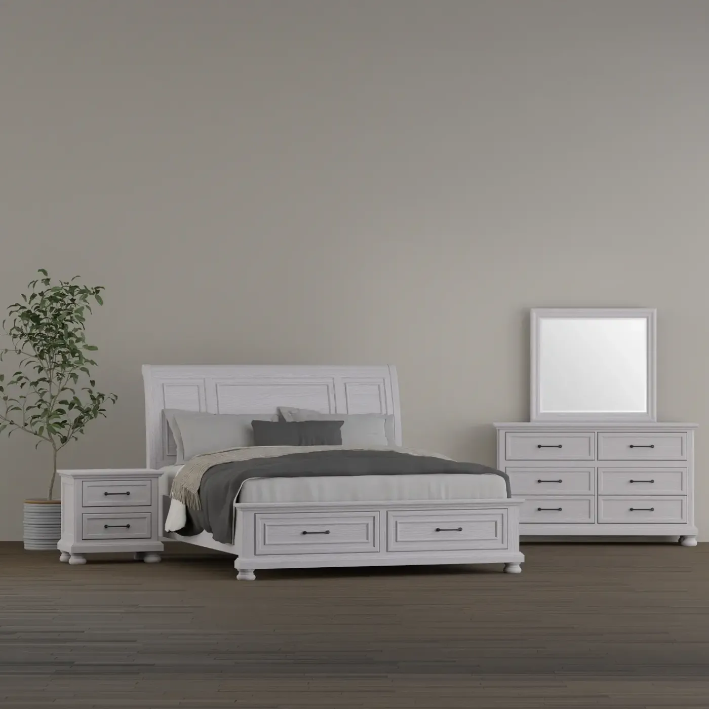 Clearance Hanover California King Sleigh Bed, Dresser, Mirror & Nightstand Bedroom|All Outlet & Clearance Items